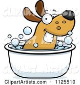 Happy Dog Soaking in a Tub