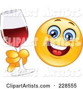 Happy Emoticon Holding a Glass of Red Wine