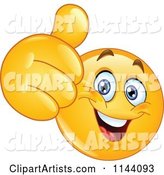 Happy Emoticon Smiley Holding a Thumb up