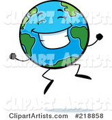 Happy Globe Character Jumping