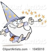 Happy Little Wizard Using His Magic Wand