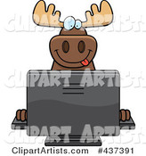 Happy Moose Using a Desktop Computer