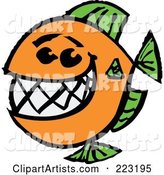 Happy Orange and Green Fish with a Big Toothy Smile