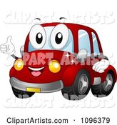 Happy Red Car Holding a Thumb up and Smiling