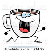 Happy Running Coffee Cup Character