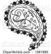 Heart Paisley Design Black and White Version 1