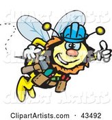 Honey Bee Character Construction Worker Wearing a Hardhat