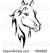 Horse Head Logo in Black and White 2