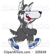 Husky School Mascot Walking in Shoes