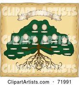 Large Rooted Family Tree with Spaces for Photos and a Blank Banner