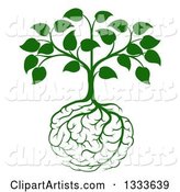 Leafy Green Heart Shaped Tree with Brain Roots
