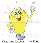 Light Bulb Character Holding a Finger up