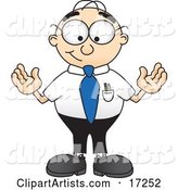 Male Caucasian Office Nerd Business Man Mascot Cartoon Character Standing with His Arms out
