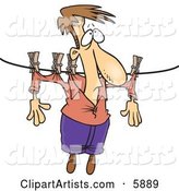 Man Hanging on a Clothes Line to Dry