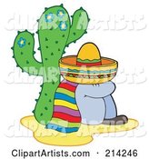 Mexican Man Resting by a Cactus