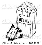 Movie Tickets and Popcorn Sketch