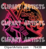Neon Electric Guitars with Stars in a Rock and Roll Circle.