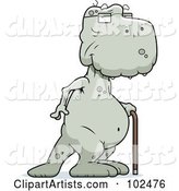 Old Dinosaur Using a Cane