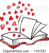 Open Book of Love with Red Hearts