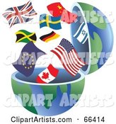 Open Globe with International Flags