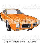 Orange 1970 Pontiac Firebird with Hood Scoops, As Seen from the Front