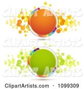 Orange and Green Circles with Rainbow Stripes and Dots