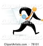 Orange Faceless Businessman Delivering Email