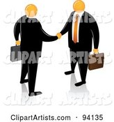 Orange Faceless Businessmen Shaking Hands