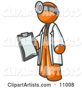 Orange Male Doctor Holding a Clipboard