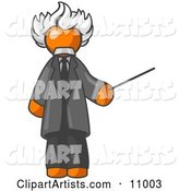 Orange Man Depicted As Albert Einstein Holding a Pointer Stick