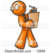 Orange Man Holding a Clipboard While Reviewing Employess