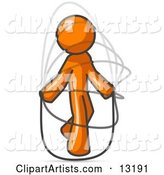 Orange Man Jumping Rope During a Cardio Workout