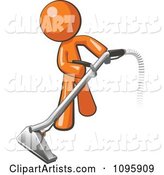 Orange Man Using a Carpet Cleaner Wand