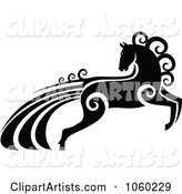 Ornate Black and White Horse with Swirls - 1