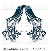 Ornate Dark Blue Angel Wings