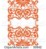 Ornate Orange Floral Background with Space for Text