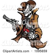Outlaw Skeleton Cowboy Holding Two Pistols