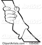 Outlined Hand Gripping Another