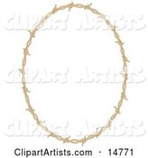 Oval Border Frame of Barbed Wire over a White Background