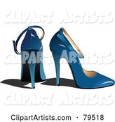 Pair of Blue High Heel Shoes