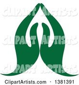 Pair of Green Prayer or Namaste Hands