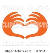 Pair of Orange Red Hands Forming the Shape of a Heart