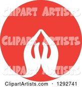 Pair of White Prayer or Namaste Hands in a Red Circle