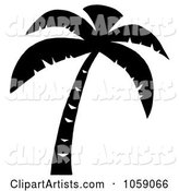 Palm Tree Silhouette in Black and White