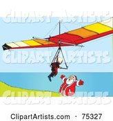 Paraglider Flying Towards Santa on a Coastal Cliff