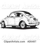 Parked Volkswagen Bug Car in Black and White
