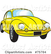 Parked Yellow Slug Bug Car with a Chrome Bumper