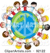 Peace Globe Circled by Cute International Girls Holding Hands