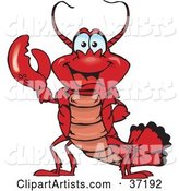 Peaceful Lobster Smiling and Gesturing the Peace Sign