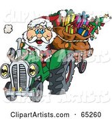 Peaceful Santa Driving a Tractor Sled
